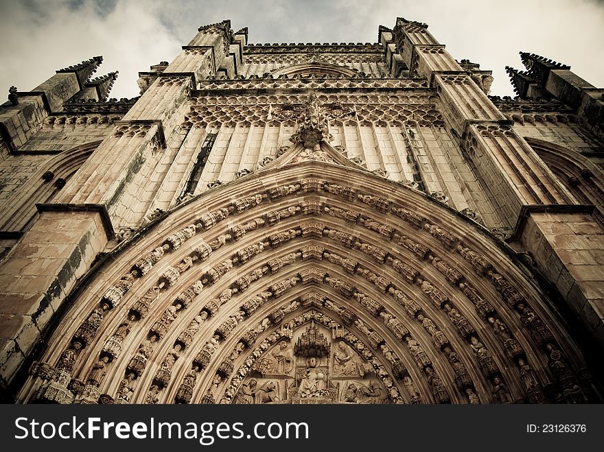 Facade of the Cathedral of the Monastery of Batalha in Portugal. Facade of the Cathedral of the Monastery of Batalha in Portugal