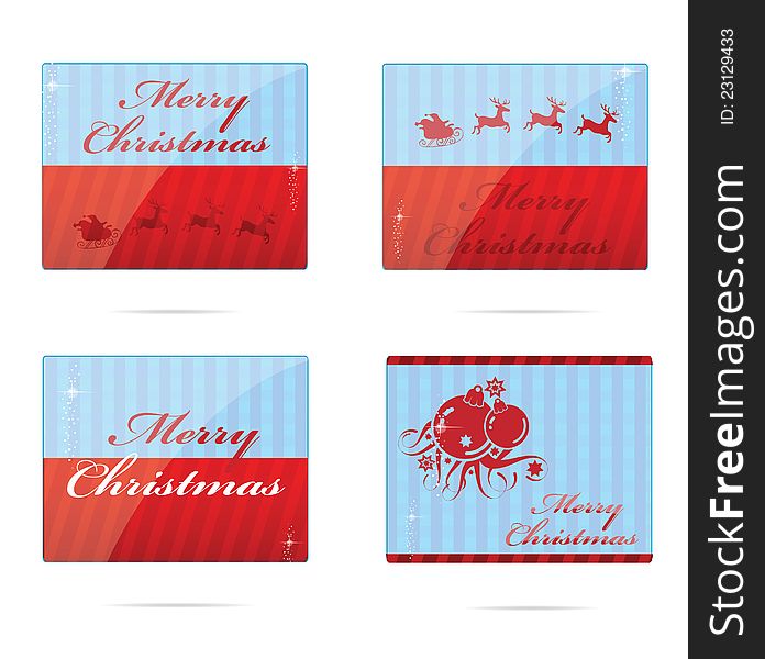 Christmas Symbols Set Red And Blue Color