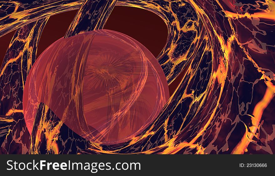 Red sphere with magmatic torus. Red sphere with magmatic torus