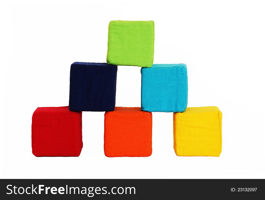 Toy building blocks of colored fabric. Toy building blocks of colored fabric