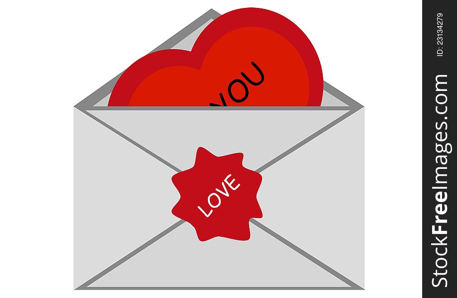 Vector Valentine - an envelope with a heart