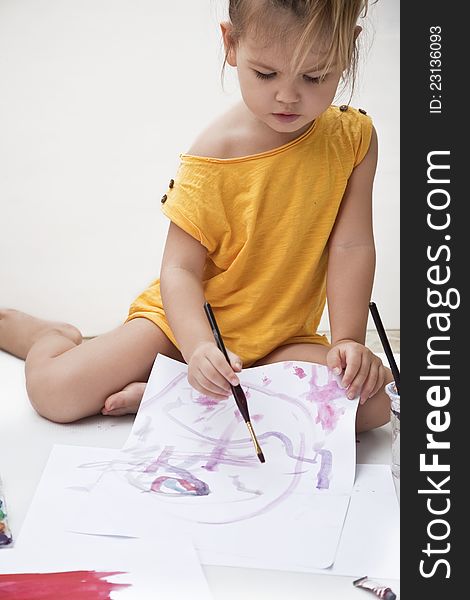 Girl Draws A Picture Paints