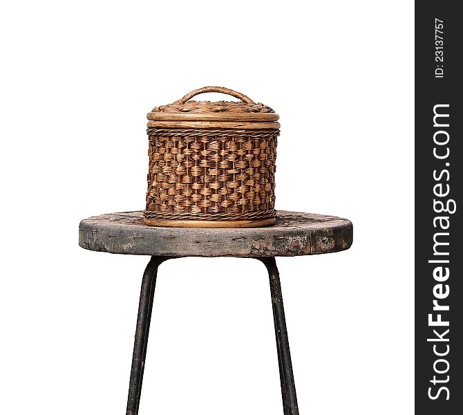 Basket wicker is Thai handmade on grunge chair