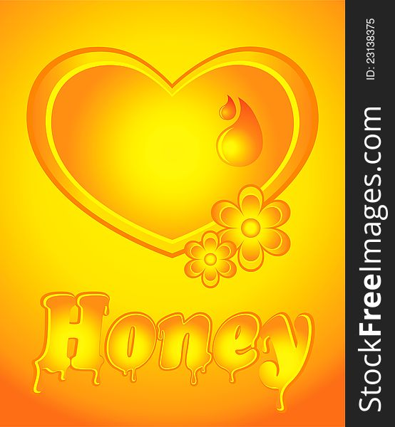 Honey heart with drops and flowers