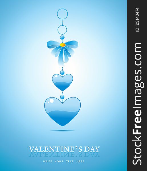 Beautiful Valentines day background with blue key chain. Beautiful Valentines day background with blue key chain