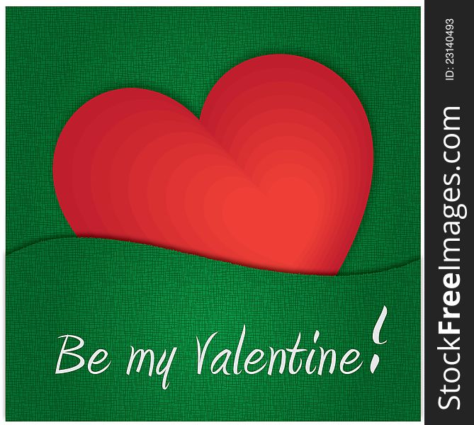 Be my Valentine! - Valentine's card in green. Be my Valentine! - Valentine's card in green