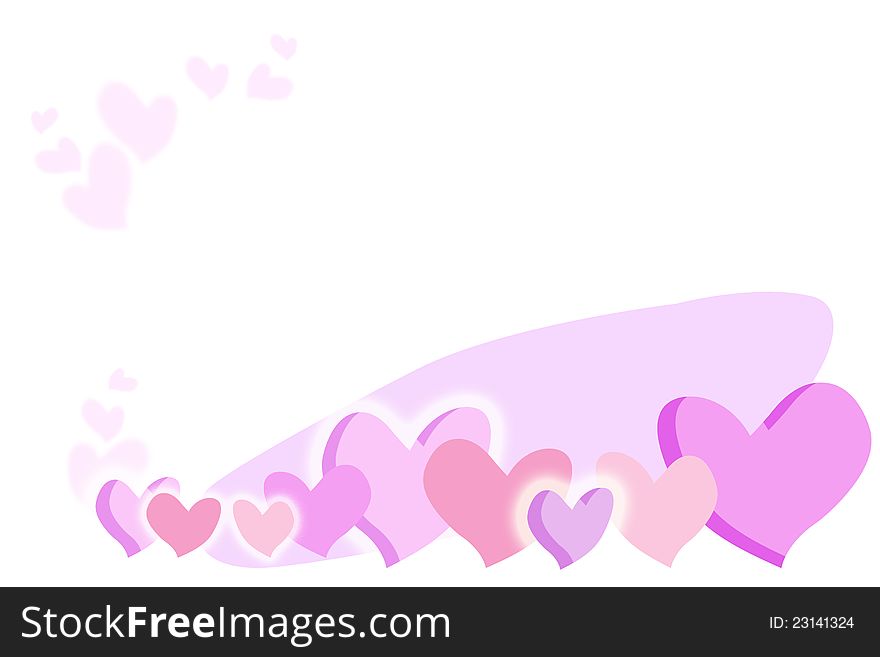 Valentine&#x27;s Day card with pink hearts