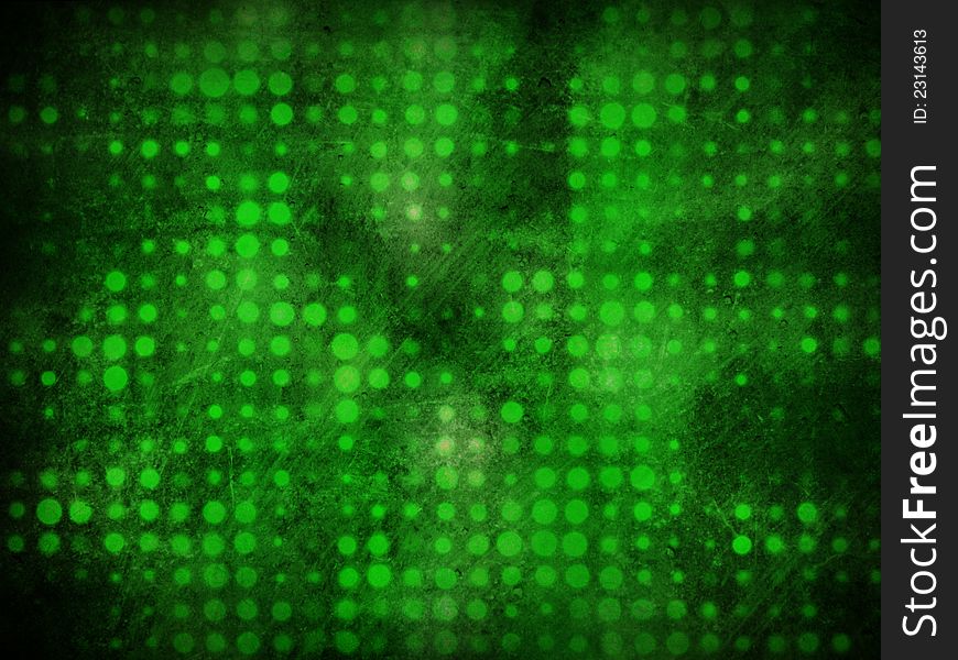 Grunge green light dots, design in grunge and retro style.