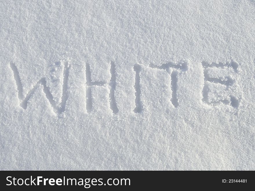 Detailed snow background with written white word. Detailed snow background with written white word