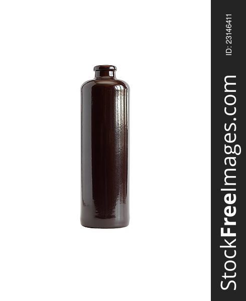 Black ceramic bottle on white background. Isolated with clipping path. Black ceramic bottle on white background. Isolated with clipping path