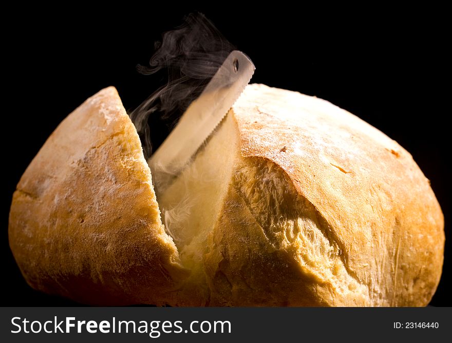 Fresh baked bread and smoke