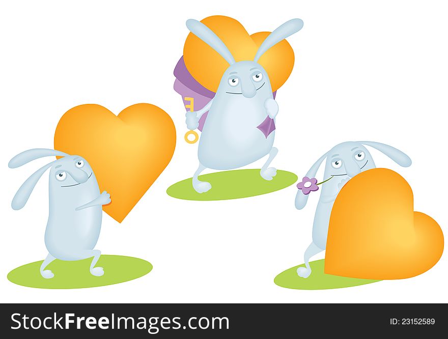 Funny Rabbit With Orange Heart