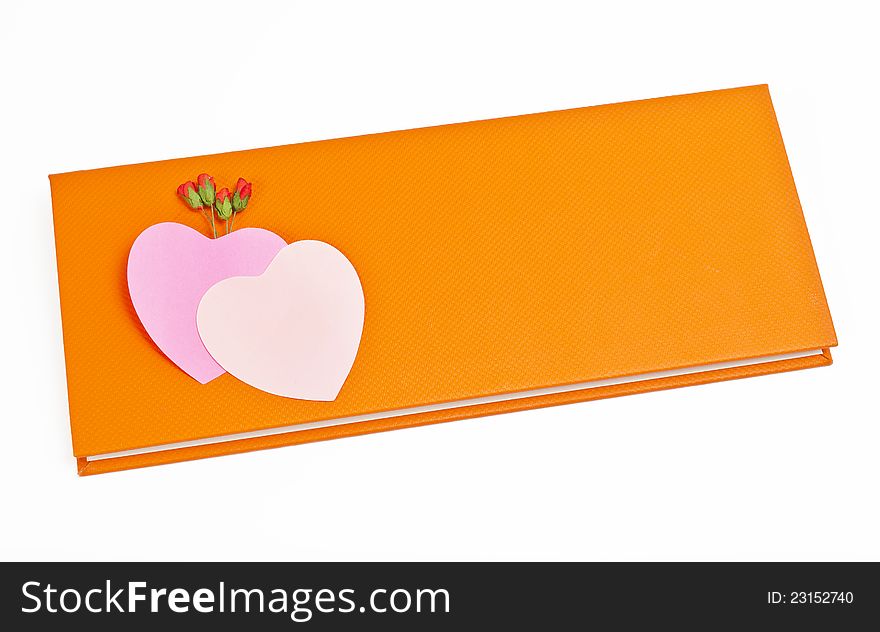 Orange love diary with two small notes