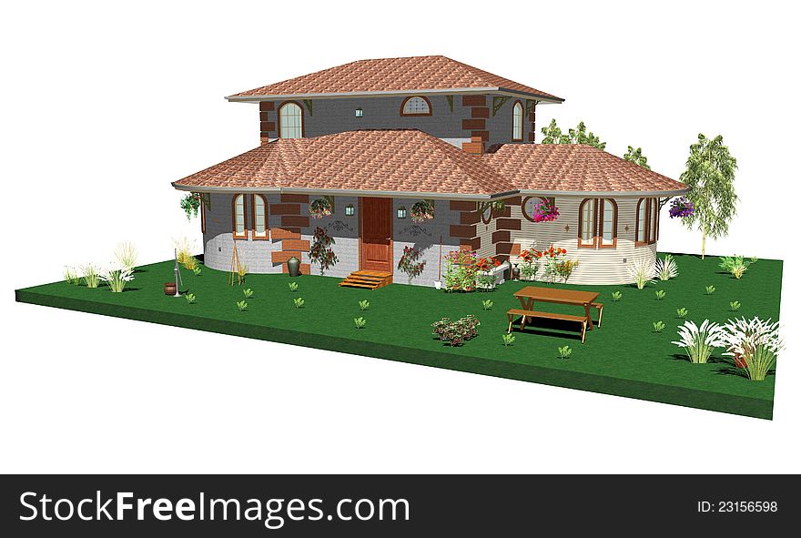 Country House And Garden-3d