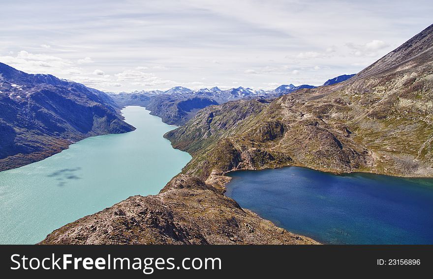 The lake Gjende in Norway. From the famous Bessegen hike in Jotunheim National Park, Norway