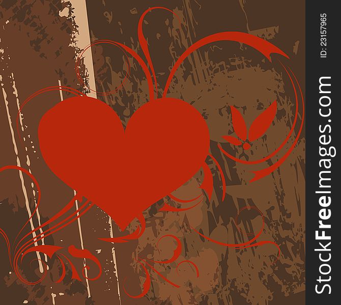 Abstract  heart with grunge vector illustration. Abstract  heart with grunge vector illustration.