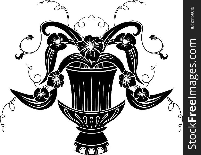 Bouquet in vase stencil. vintage style