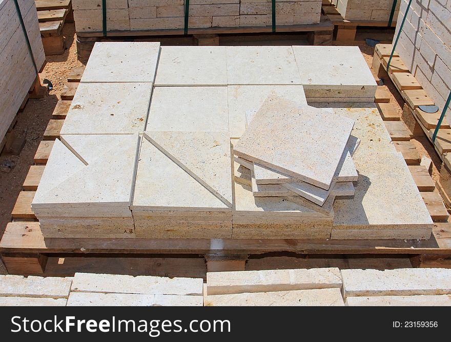 Blocks of limestone processed and ready for use. Blocks of limestone processed and ready for use