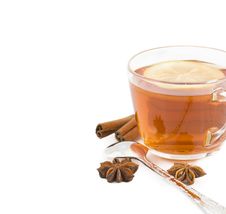 Cup Of Black Tea With A Lemon, Cinnamon, Anise Royalty Free Stock Image Cup Of Black Tea With A Lemon, Cinnamon, Anise Royalty Free Stock Image