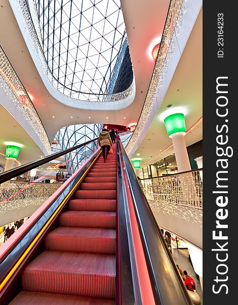 The interior of MyZeil Shopping Mall in Frankfurt Germany. The interior of MyZeil Shopping Mall in Frankfurt Germany