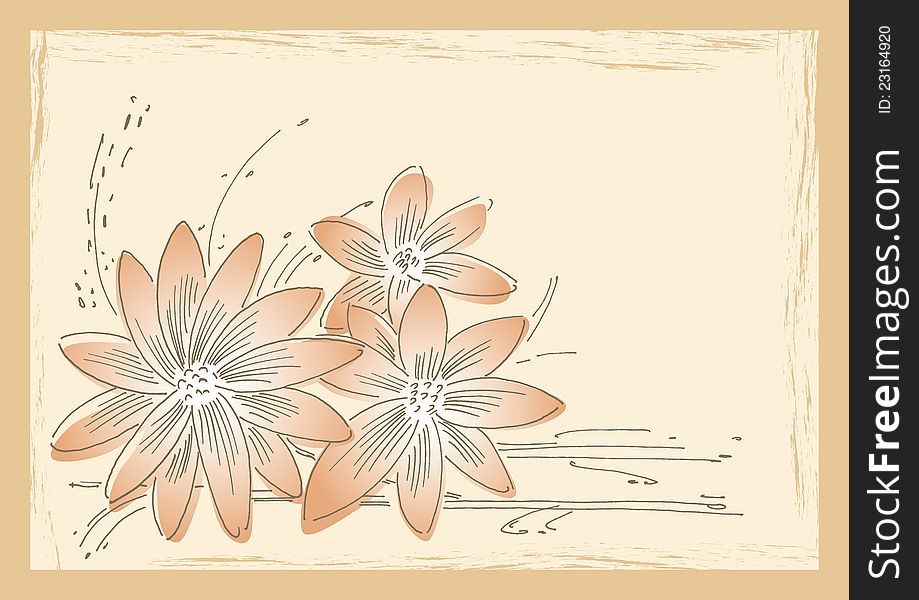Floral ornament background in brown tones