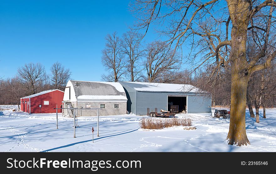 Farm buildings in winter