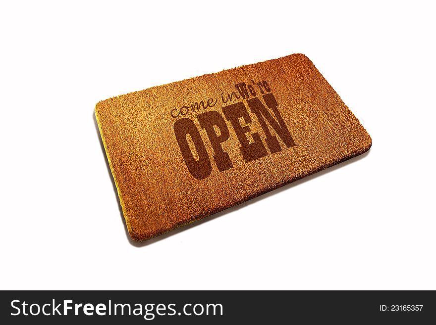 Welcome Door mat natural fiber on white background