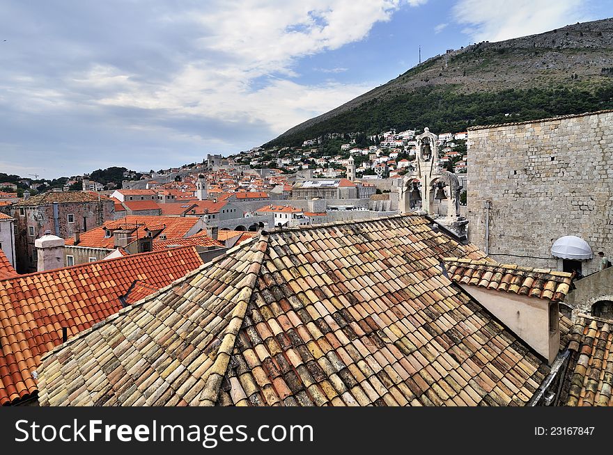 Red Rooftops in the Historic Old Town of Dubrovnik, Croatia