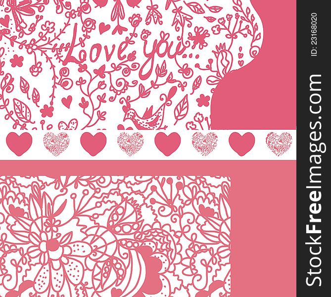 Valentine banners set with patterns