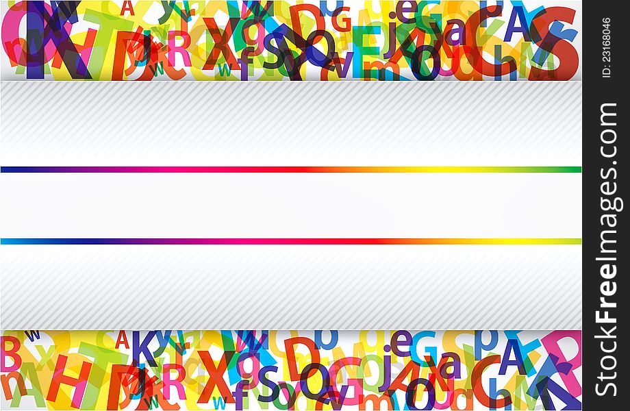 Horizontal modern design of colorful alphabet.