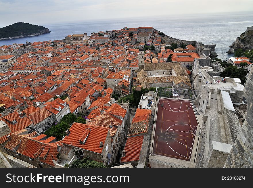 Red Rooftops in the Historic Old Town of Dubrovnik, Croatia