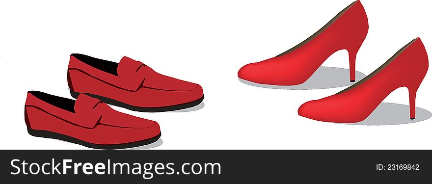 Shoes for men and women combined red. Shoes for men and women combined red