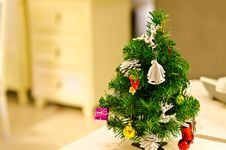 Small Decorated Christmas Tree On Table Stock Image Small Decorated Christmas Tree On Table Stock Image