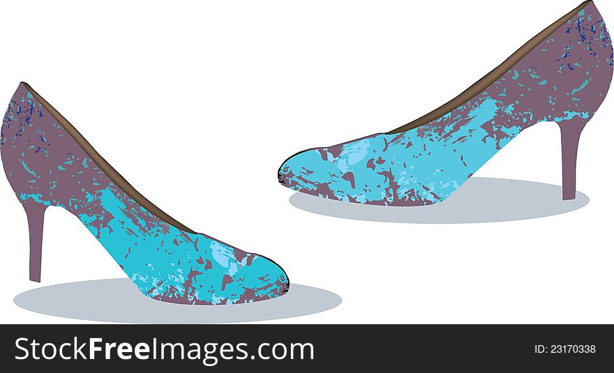 Feminine heeled shoes, colorful wedding. Feminine heeled shoes, colorful wedding