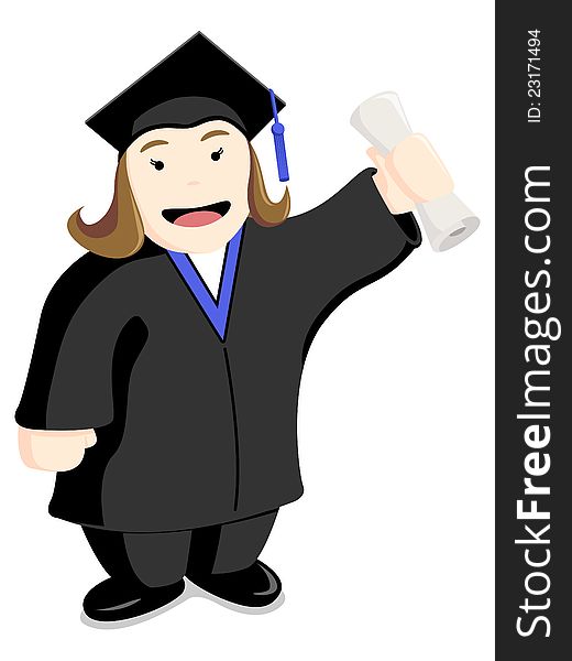 An illustration of a female student on graduation day. An illustration of a female student on graduation day.