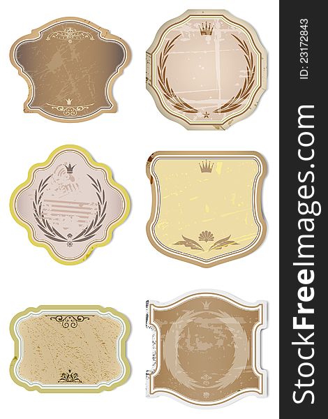 Vintage Vector  Labels Collection - 6 design elements with original antique style . Vintage Vector  Labels Collection - 6 design elements with original antique style .