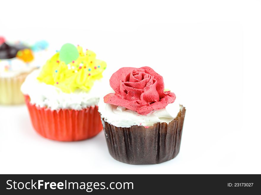 Cup cake on white background