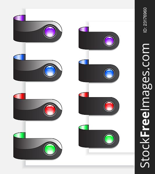 Web Bookmarks with black borders for websites  on white. Web Bookmarks with black borders for websites  on white