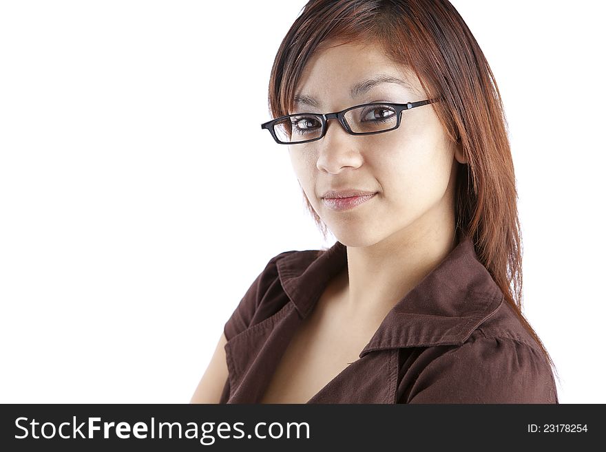 Hispanic business woman with glasses. Hispanic business woman with glasses