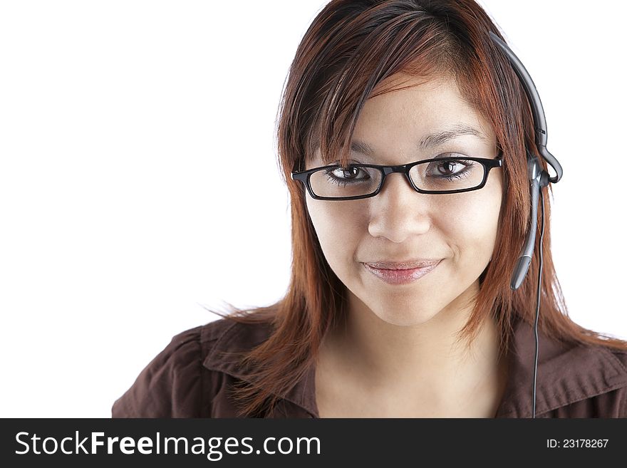 Latino Customer Service Woman with Headset