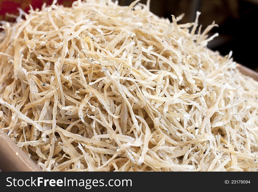 Heap of small dried fish