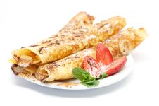 Pancakes With Strawberry And Glaze Royalty Free Stock Photo Pancakes With Strawberry And Glaze Royalty Free Stock Photo