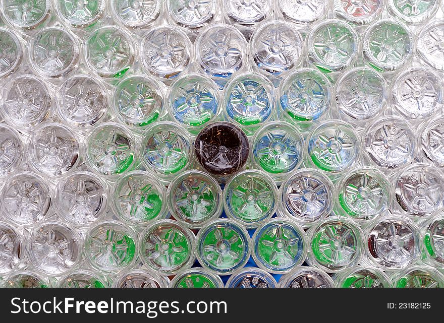 Abstract patterns of recycled plastic bottles