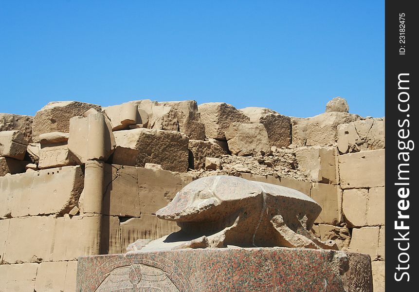 Statue of scarab in Karnak temple in Luxor, Egypt