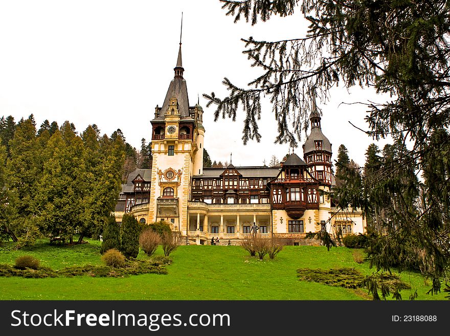 View of the Peles castle, Romania. View of the Peles castle, Romania