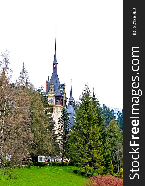 View of the Peles castle, Romania. View of the Peles castle, Romania