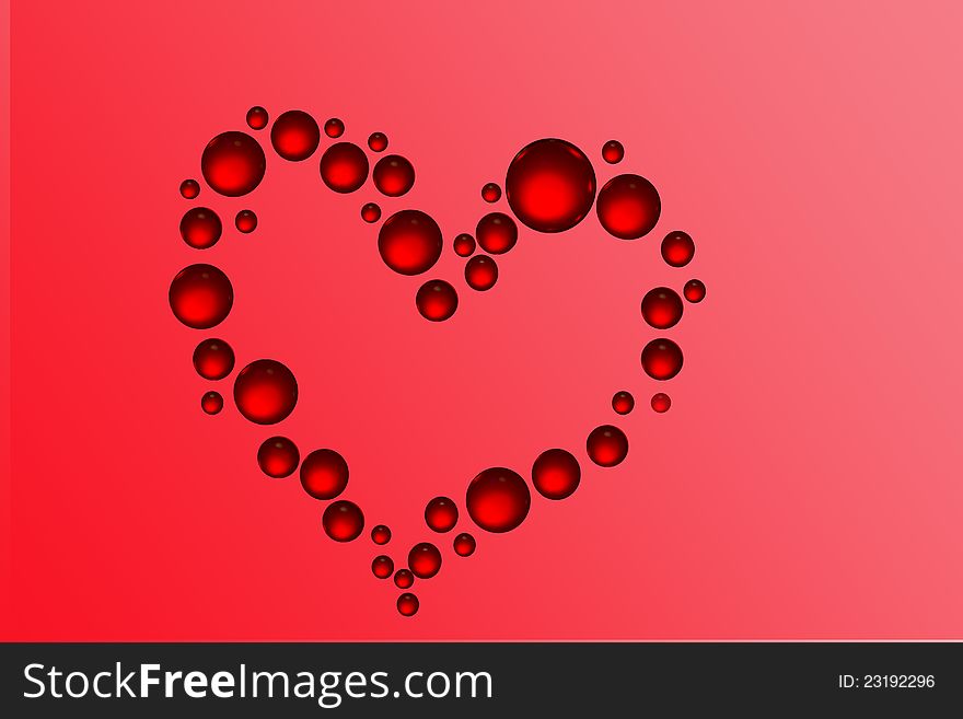 Form the heart of the red bubbles. Form the heart of the red bubbles
