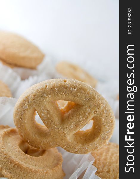 Extreme close-up image of butter cookies.