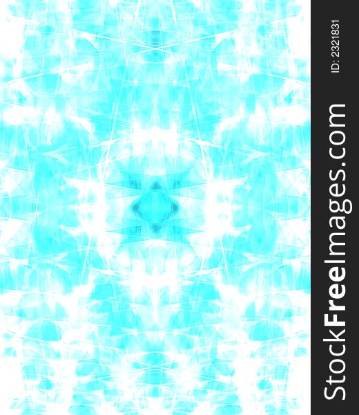 Kaleidoscope made of blue shining triangles. Illustration made on computer.