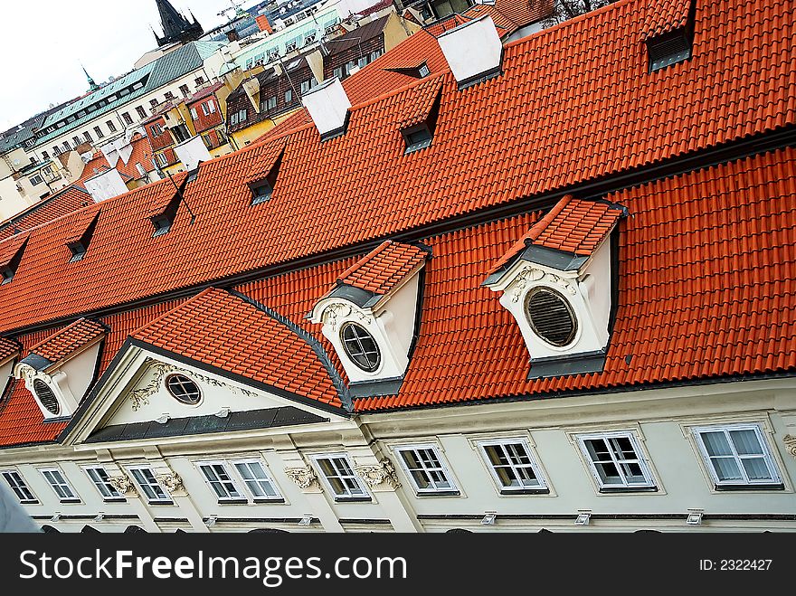 A view of roofs in Prague